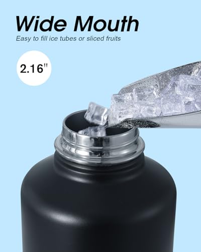 Image of Coolflask Half Gallon Water Bottle Insulated with Straw & 3 Leakproof Lids