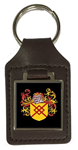 Porte-clés en cuir Handley armoiries de famille : l'élégance du blason gravé