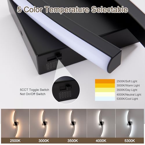 Image of Hardwired 3000~6000K Modern Wall Sconce, 31.5IN Black LED Wall Light Fixtures Wall Lights for Bedroom, Living Room, Hallway and Bedside Wall Lamp