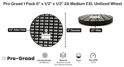 Image of EXL Unitized Wheel, Aluminum Oxide, 6 inch Diameter x 1 /2 inch Wide x 1 /2 inch Arbor, 2A Medium | 15534 | (Pack of 1)