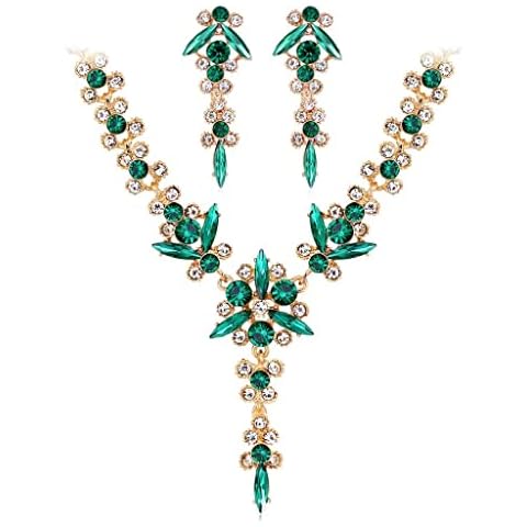 Jewellery Set Rhinestone Jewellery Set Crystal Necklace Dangle Earring Set Bridal Wedding Jewellery Sets for Women and girls Wedding Gifts Engagement Bridesmaid Costume Dress banquet Prom Cover