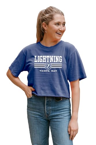 Tampa Bay Lightning NHL Officially Licensed Womens Crop Top T-Shirt Ringspun Team Color Large
