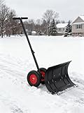 Schneeschaufel mit Rädern 74x42 cm – Rückenschonender Schneeschieber mit...