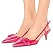 XYD Women Pointed Toe Low Kitten Heel Shoes Slingback Slip On Buckle Wedding Party Dress Sandal Pumps Size 4 Fuchsia