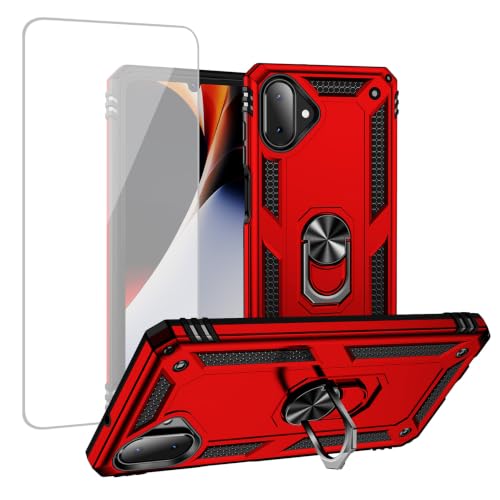 Coque Samsung Galaxy A07 rouge avec verre trempé et anneau magnétique intégré