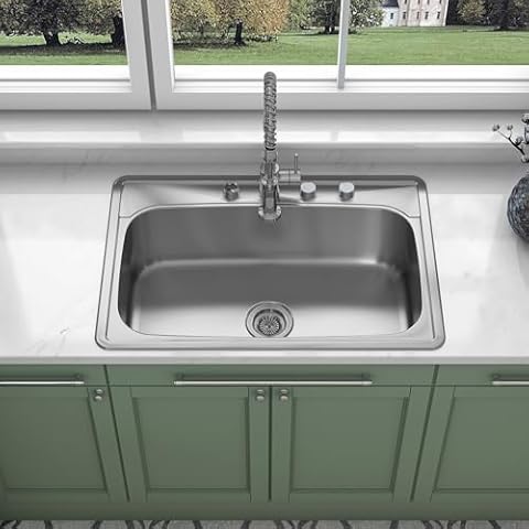 Sinber 33” Drop in Single Bowl 304 Stainless Steel Kitchen Sink Cover