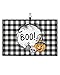 OComster Halloween Pumpkin Skull Boo Dead Wreath Golf Towel with Carabiner Clip, Black Buffalo Plaid Microfiber Waffle Pattern Golf Towel, Golf Accessories for Cleaning Clubs and Balls, 24x16 in