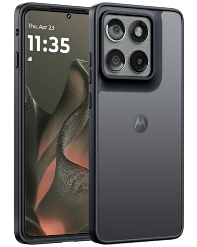 Image of FNTCASE for Motorola Edge-2025 Translucent Case: Matte Textured Military Grade Drop Protection Cell Phone Cover - Slim Rugged Durable Shockproof Protective Bumper Phonecase(6.6 inch /Black)