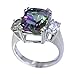 CaratYogi - Eleganter 3-Stein-Mystic-Quarz-Ring aus Sterlingsilber-Kissen, ovale Form, Designgröße 46 (14,6)