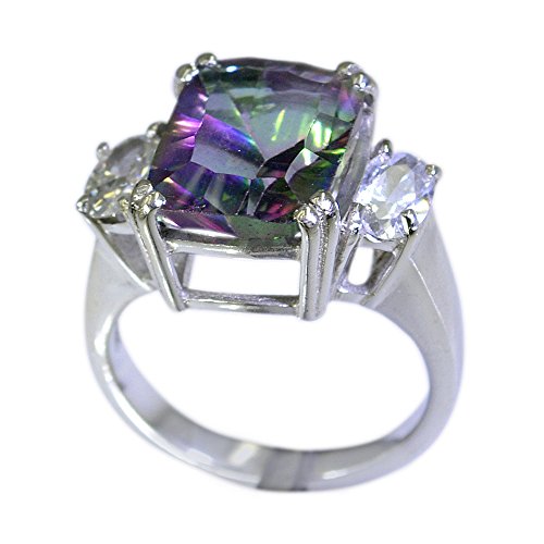 Bague Mystique trois pierres en argent sterling et sa coupe coussin élégante