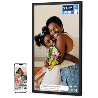 FRAMEO 21.5 Inch Touchscreen Large Digital Photo Frame, 1920x1080 WiFi Digital Picture Frame 64GB, Security Share Photo/Video via APPs, Email, USB/Mirco SD, Easy Set Up, Gifts for Mom
