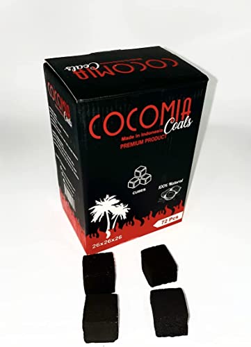 COCOMIA 100% natürliche 1,25 kg Kokosnuss Holzkohle für Shisha Hookah - 72 Kokosnuss Kohle Briketts für Wasserpfeife… – Bild 7