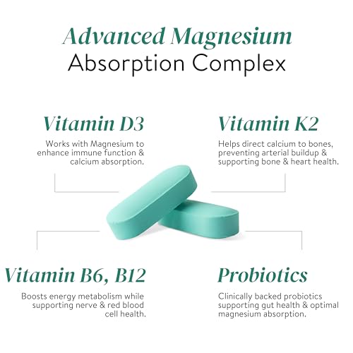 Image of Happy Cultures 5X Total Magnesium Glycinate | 1400mg Blend of 5x Mg Complex | 440mg Elemental Magnesium | Vitamin D3, K2, B6, B12 | Promotes Deep Sleep, Muscle Recovery & Heart Health | 60 Tablets