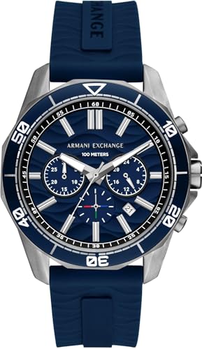 Armani Exchange Montre pour hommes, mouvement chronographe à quartz et boîtier de 44mm avec bracelet en silicone