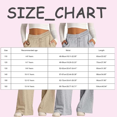 Girls Wide Leg Sweatpants Drawstring Baggy Oversized Straight Leg Track Pants Casual Sports Trousers with Pockets3