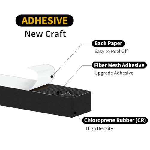 Image of Foam Weather Stripping Tape,High Density CR,1 in x 1 in x 13Ft | Weather Stripping Door Seal Strip for Insulating Door Frame, Window, Air Conditioner,Self Adhesive Sealing Weatherstrip,Black