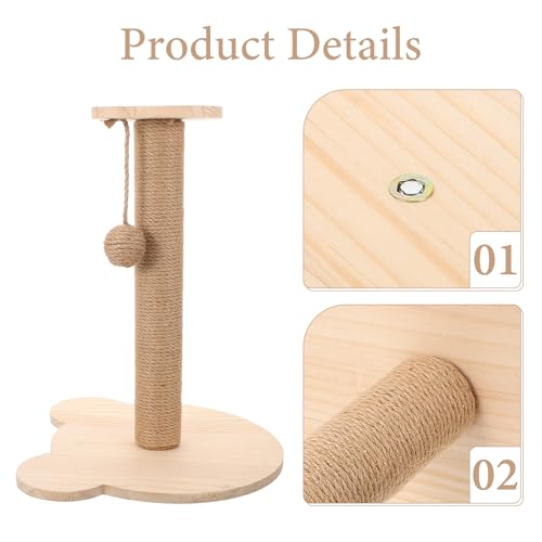Rascador para gatos con poste de sisal y base de madera miniatura 3