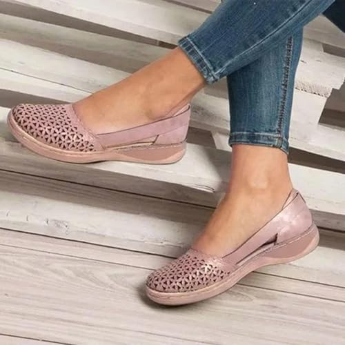 Flats de Ballet Huecos de Mujer, Vestidos de 2025 Sandalias de Punta Cerrada con los pies Redondos Tacones Bajos, cómodos Zapatos para Caminar livianos, Sandalias ortopédicas con Pisos de Soporte de