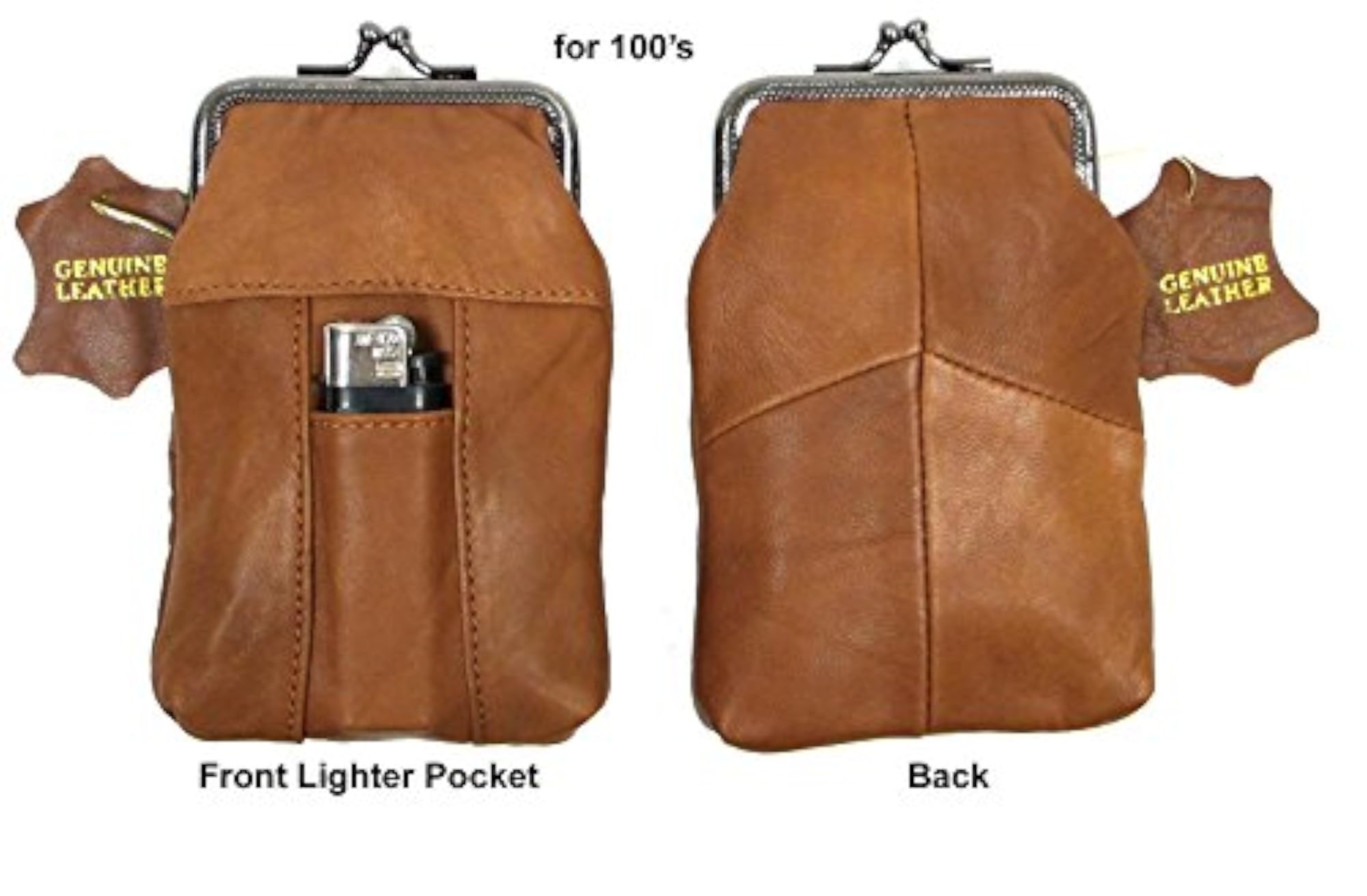 2pc Light Brown Soft Goat Leather Pouch Set