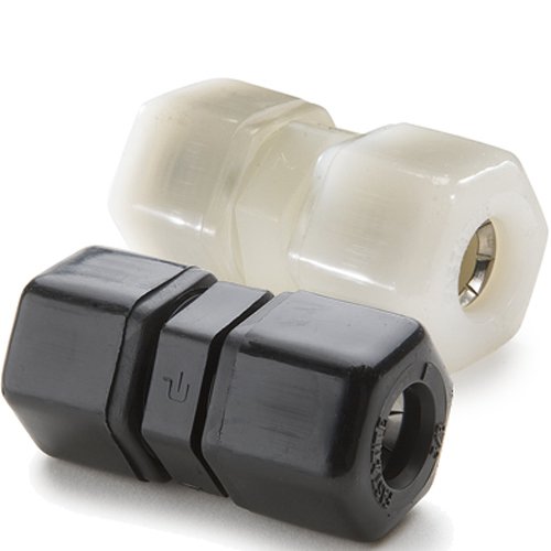 Parker Hannifin P8UC8 Fast & Tite Polypropylene Union Connector Fitting, 1/2 Compression Tube x 1/2 Compression Tube, Black