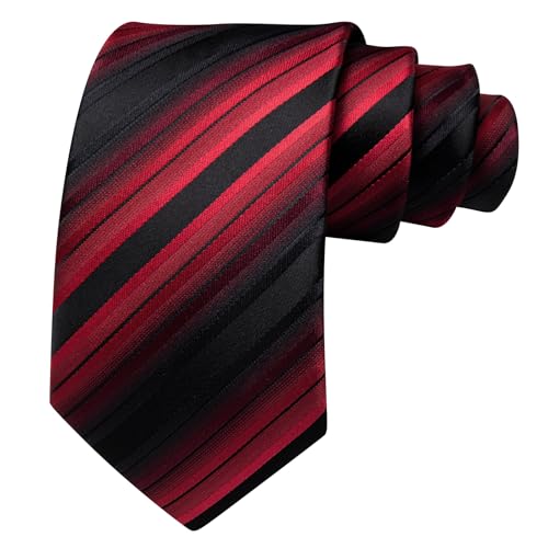 Image of Barry.Wang Man Stripe Ties Set Silk Woven Pocket Square Necktie Cufflinks Formal Party Business