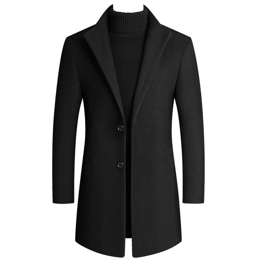 Dninmim Trench da uomo in misto lana lunga, invernale, caldo, casual, da lavoro