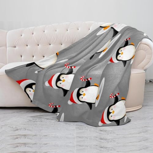 Plaid en molleton doux pingouin dansant couverture microfibre pour cadeau Noël - 5