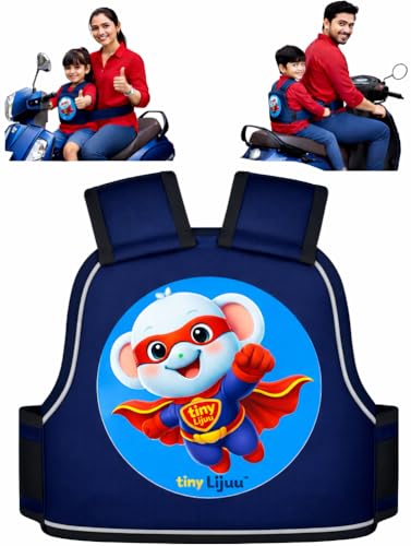 tiny Lijuu Baby & Kids Safety Belt for Two Wheeler, Bike & Scooty | Adjustable Child Safety Harness | Strong Buckle Protection | Comfortable & Secure