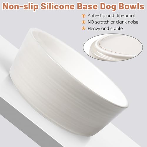 Dog Bowls, Non Slip Ceramic Dog Food and Water Bowl with Silicone Base, Heavy Weighted Pet Feeding Bowl for Cats, Puppoes and Small Dogs (Light Grey-2 Pack, 6 Inches) - Image 4