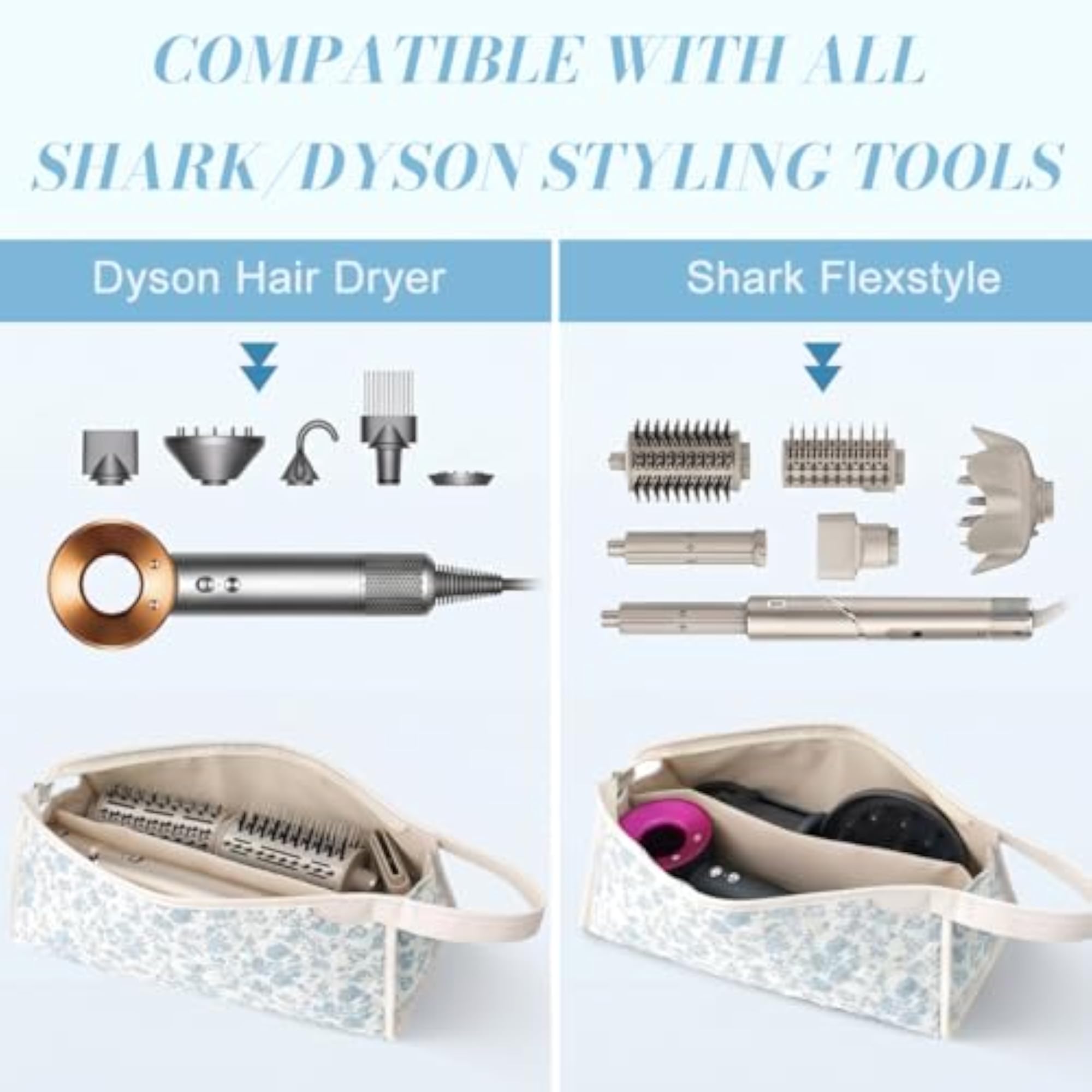 Cotton Quilted Hair Dryer Storage Bag with Divider