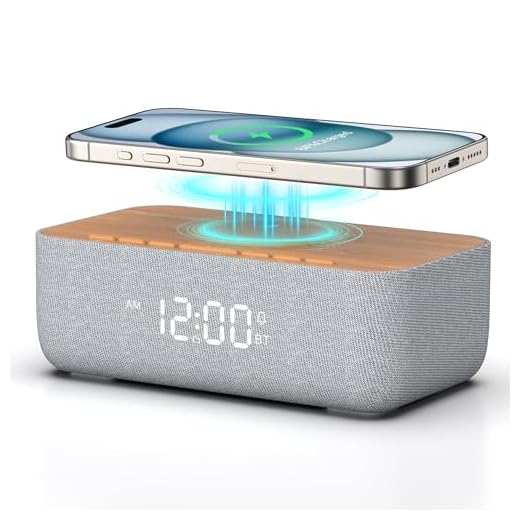 REACHER Alarm Clock Radio, Alarm Clock for Phone/iPhone Charger with Fast Magnetic Wireless Charging, Bluetooth Speaker Charger, FM Radio with Bluetooth, Dimmable Display, Bedroom, Bedside, Desk