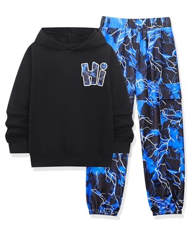 Boys Clothes Long Sleeve Hooded Sweatshirt Top Camouflage Sweatpants Fall Winter Kid Outfits Set 6-14T