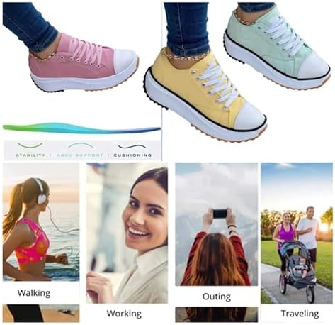 2022 Canvas Shoes Fashion Woman Platform Sneakers Women Casual Shoes Female Canvas Shoes Tennis Ladies Shoes Chunky Sneakers Lace Up Shoe Plus Size (Color : Green, Size : 10) | Image 2