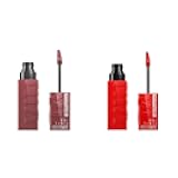 Super Stay Vinyl Ink Longwear No-Budge Liquid Lipcolor Makeup Bundle with Red-Hot 0.14 fl oz and Witty 0.14 fl oz