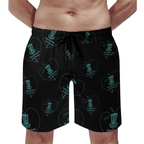 Disc Golf Icon Basket Mens Swim Trunks Beach Shorts Quick Dry Bathing Suits and Mesh Lining