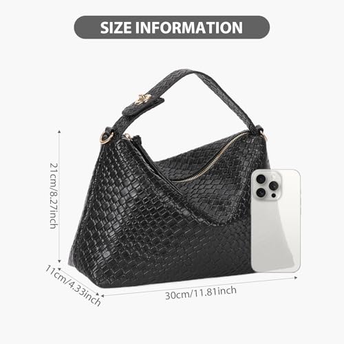 Image of Lushandy Woven Purses for Women, Leather Woven Crossbody Bag Slouchy Hobo Bag Chic Tote Purse Trendy Satchel Shoulder Handbag