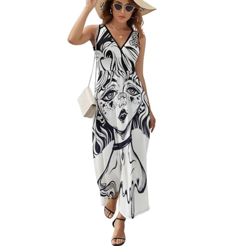 Robe longue d'été sans manches pour femmes en coupe maxi décontractée