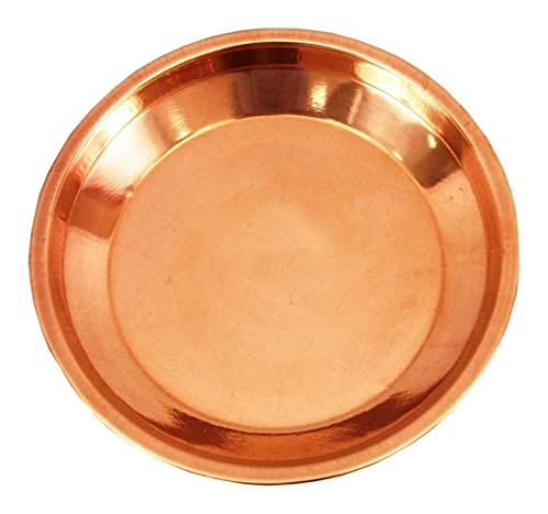 Plato de cobre Pooja Thali accesorio Tarbhan marrón de 8 pulgadas Dios Puja 4