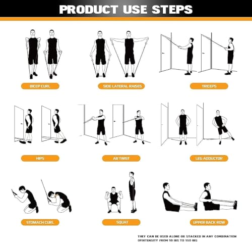 Image of Resistance Bands Set for Exercise, Stretching and Workout Toning Tube Kit with Foam Handles, Door Anchor, Ankle Strap and Carry Bag for Men, Women