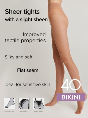 Image of Conte Women's Lace Top Patterned Panties Pantyhose Tights Bikini 40 Den