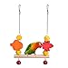 Wnvivi Wood Bird Perch,Wooden Parrot Swing Stand with Chain Hook,Bird Swing Chew Toys for Cockatiels Parakeets