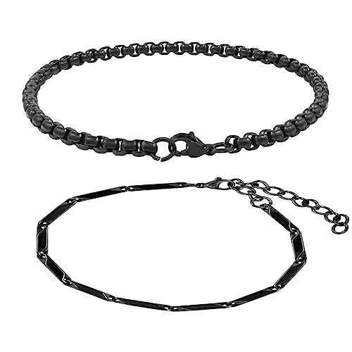 Image of Nakabh Combo of Chain Stainless Steel Wrist Bracelet for Men Boys Unisex (2220261P)