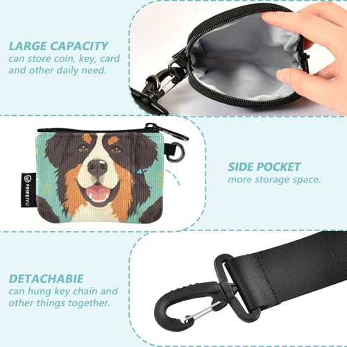 linqin Cute Mountain Dog Faces Flower Dual Wristlet Wallets for Women Mini Fashion Women's Money Organizers with Wristle Strap for Women Men 2 Pcs3