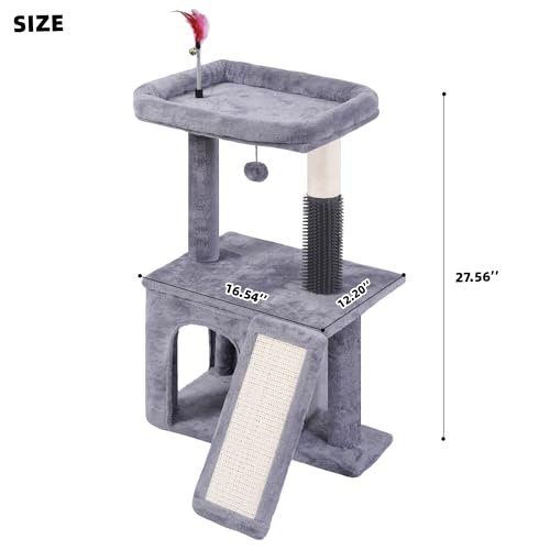 Rascador con cepillo y juguetes interactivos para gatos miniatura 2