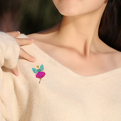 Image of Rhinestone Angel Ballerina Brooch Pin for Women Girls Fashion Crystal Gold Tone Cute Fairy Butterfly Ballet Dancer Brooches Lapel Pins Dainty Dress Accessories Birthday Christmas Jewelry Gift