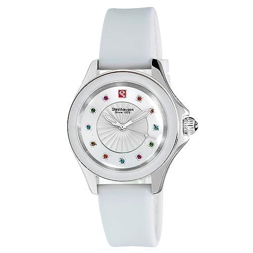 Steinhausen Arbon Collection Stainless Steel Silicone Interchangable Band Women's Watch (White/Silver)