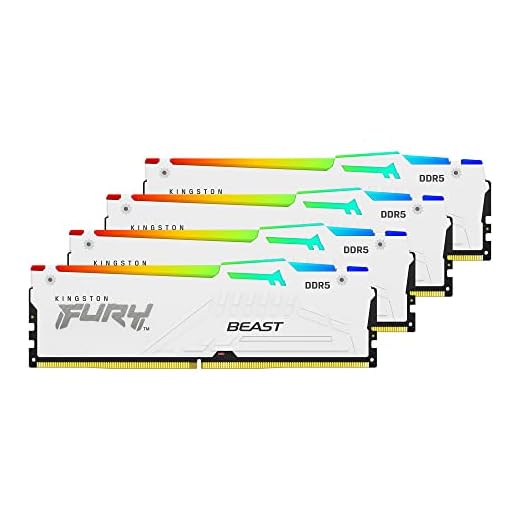 Kingston FURY Beast RGB White 128GB (4x32GB) 5600MT/s CL40 DDR5 XMP DIMM | Overclocking | Plug N Play | Intel XMP 3.0 | Kit of 4 | KF556C40BWAK4-128