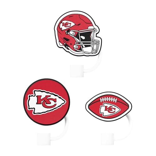 FOCO Kansas City Chiefs NFL 3 Pack Primary Logo Straw Toppers