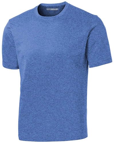DRIEQUIP Men's Short Sleeve Moisture Wicking Athletic T-Shirt-L-Royal Heather