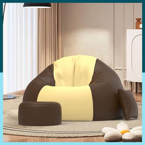 Image of Biggie Bean Bag 7XL Bean Bag Chair with Beans Filled - The Classics Bean Bag Sofa - Combo Set-Styled for Elegance with Free Cushion & Footrest (Matching Color : Yfovo Cream Brown)